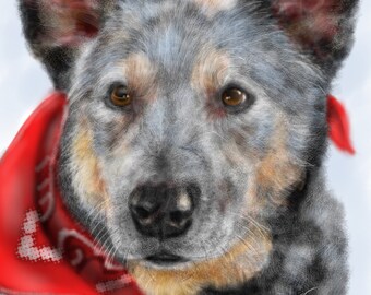 Custom Dog Pet Portrait, custom portrait, dog portrait, pet portrait, dog lover, dog art, gift, wall art, dog, artwork, pet memorial, pet