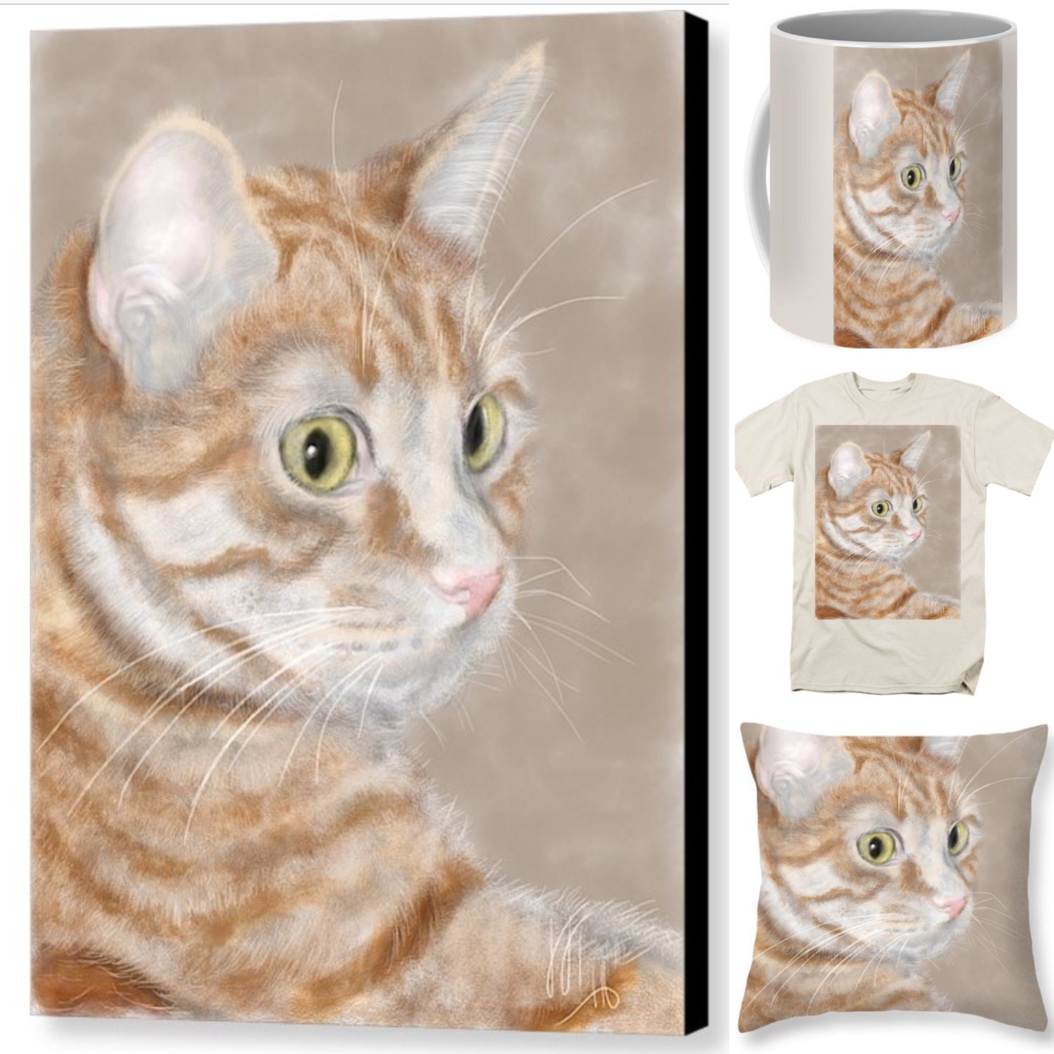 Custom Cat Portrait custom portrait pet portrait cat art Etsy