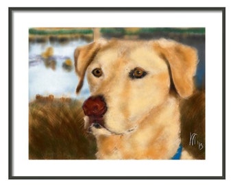 Custom Dog Portrait, custom portrait, pet portrait, dog lover, dog art, pet memorial, dog memorial, artwork , wall art, dog, yellow Labrador