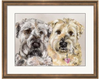 Custom Dog Pet Portrait, custom portrait, dog portrait, pet portrait, dog lover, dog art, Wheaton Terrier, dog, artwork, pet memorial, pet