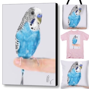 Custom Pet Portrait, pet portrait, custom portrait, bird art, bird lover, artwork, wall art, bird, pet memorial, parakeet, budgie image 4