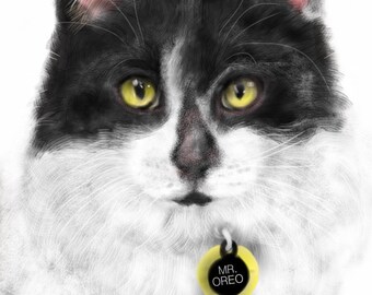 Custom Cat Portrait, custom portrait, pet portrait, cat art, cat lover, cat memorial, artwork, art print, wall art, pet memorial, pet, cat