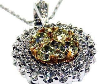 18K Gold Pendant Set With Multiple High Quality Assorted Size  Diamonds. (10062)