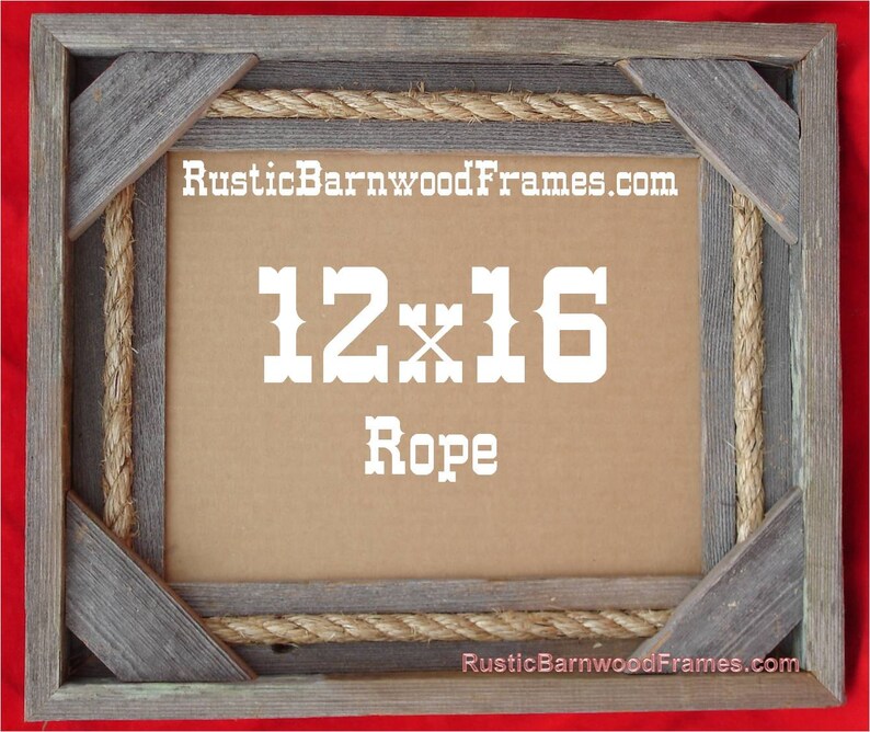 20x24 Rope rustic barnwood barn wood photo frame primitive weathered aged beach
