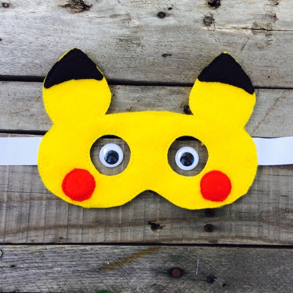 Pikachu Felt Mask Pokemon Ash Pokedex I Choose You Electric Type Yellow And Red Poke Pokéball Halloween Costume Mask