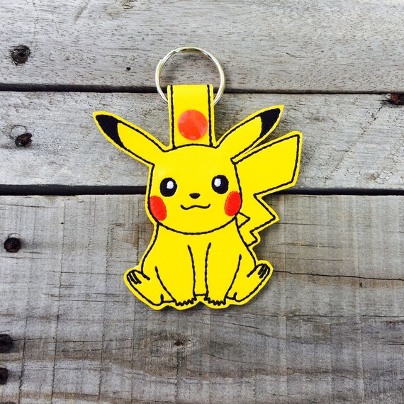 Pikachu Keychain Yellow Electric Pokemon Red Cheeks Ash Poke Trainer Pokeball Catch Them All
