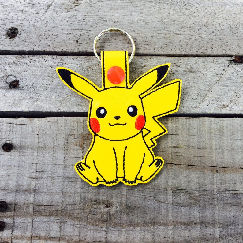 Pikachu Keychain Yellow Electric Pokemon Red Cheeks Ash Poke Trainer Pokeball Catch Them All