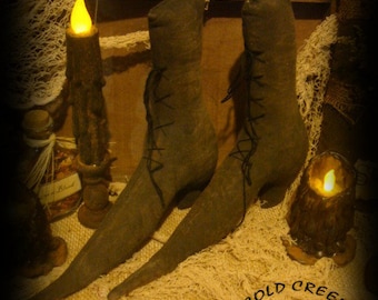 Primitive Witches Shoes Halloween Decor Witch Boots