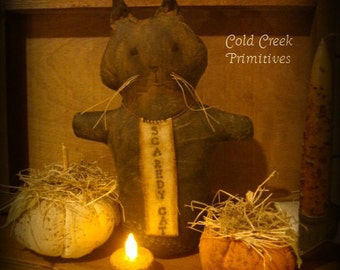 Primitive Cat Halloween Stump Doll