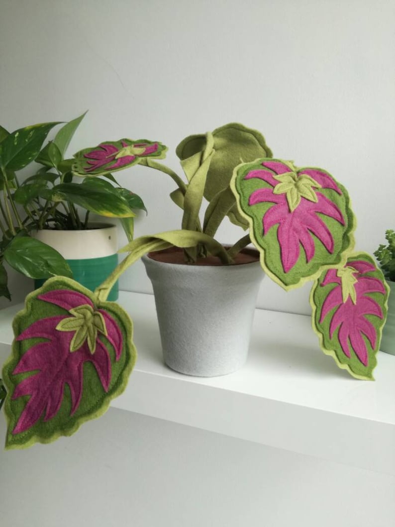 Pink leaves beautiful handmade felt plant houseplant potted Etsy