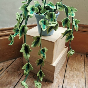 Ivy faux houseplant. Textile, felt plant. Felt trailing 'Ivy'. Handmade, faux, potted, houseplant.
