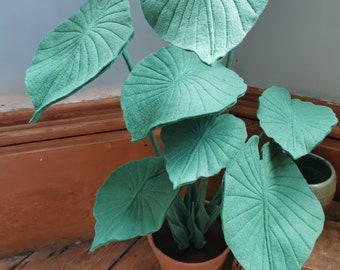 Alocasia faux houseplant - Botanical, handmade, Alocasia inspired felt plant, fabric, textile plant, choose your own pot colour