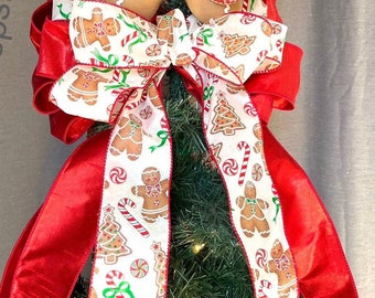Gingerbread Christmas Tree Topper Peppermint Candy Topper Gingerbread Red White Candy Christmas Tree Ginger bread theme Christmas decoration