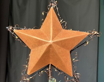 Copper Christmas Tree Topper SALE Star Lighted FAUX Copper Metal Christmas Tree Ornaments Modern Masculine Minimalist Holiday tree top Star