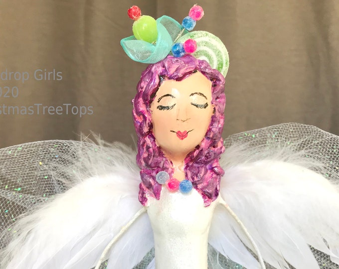 Angel Tree Topper Christmas Tree Top Topper Pink Green White Candy