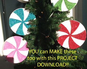 Candy Lollipop Ornaments DIY PRoJeCT PatterN Christmas Tree Party Decorations Wonka Party Tutorial PDF Download Painting Instructions DIY