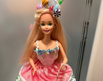 Barbie Birthday Candy Decorations cake topper Candyland party Pastel Pink Blue keepsake girls room decor Christmas Tree topper 13" NOT TOY