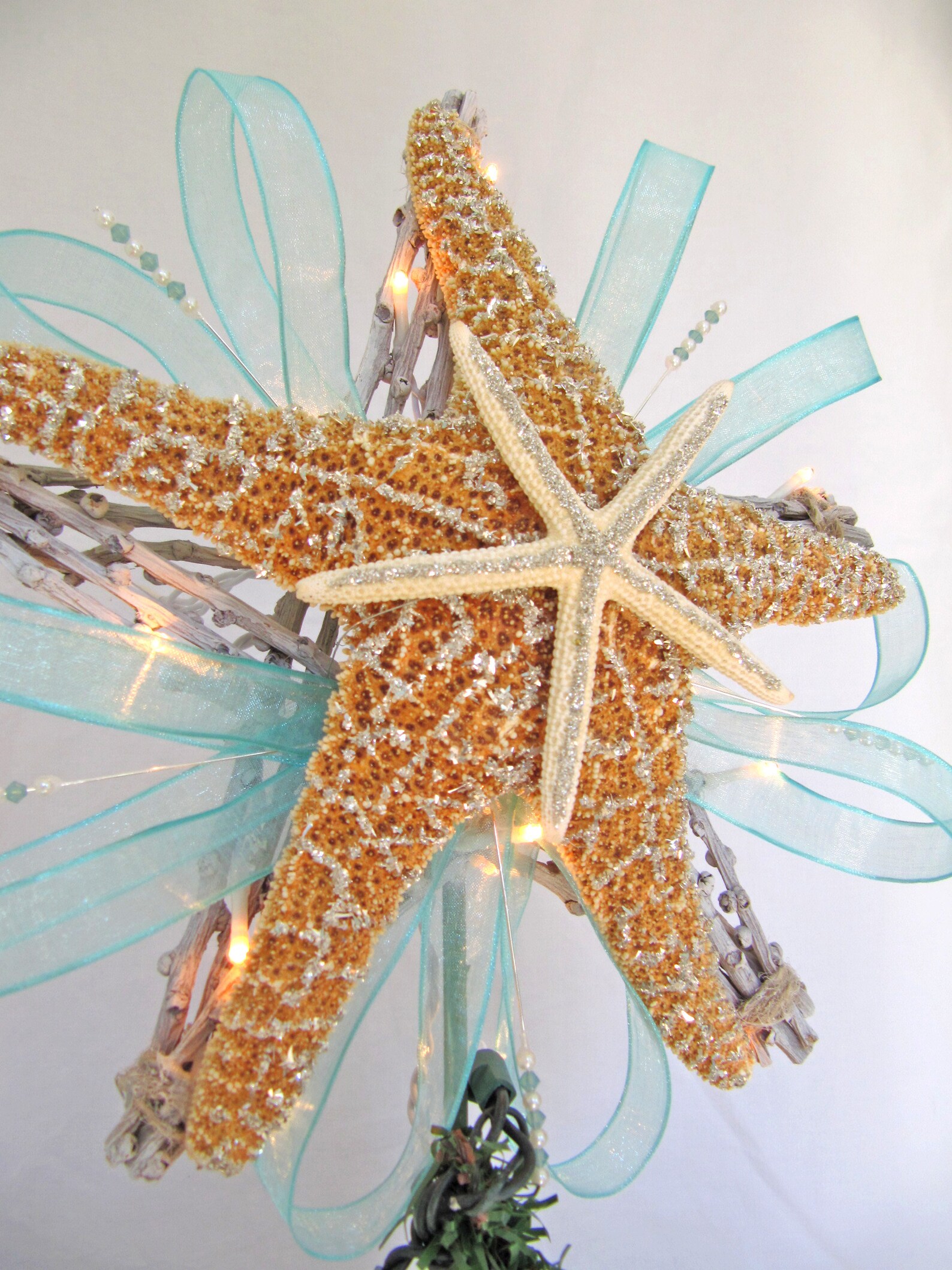 Starfish Tree Topper Lighted Coastal Christmas Tree Star Etsy