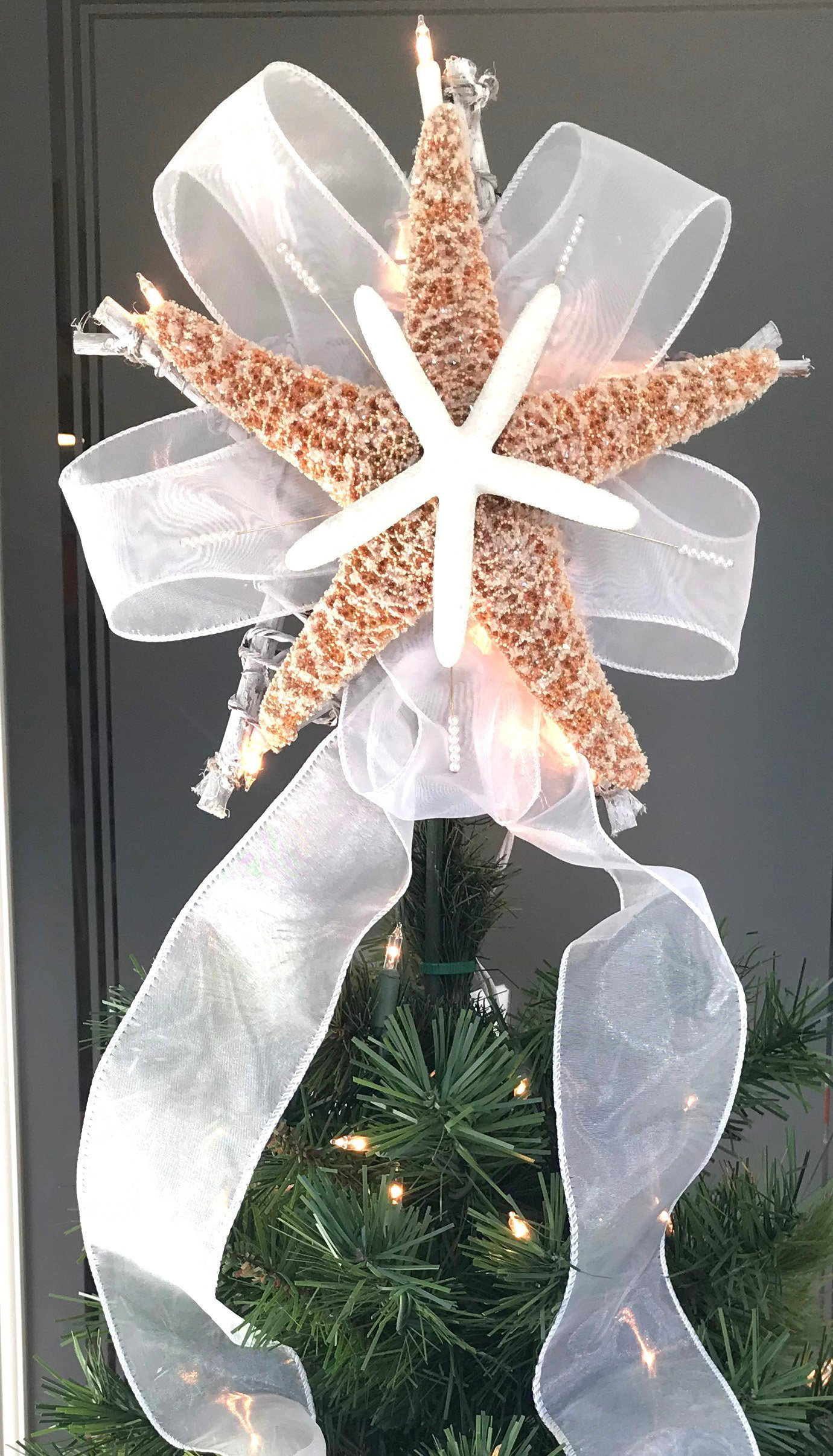 Starfish Tree Topper Lighted Christmas Tree Top Starfish tree Etsy