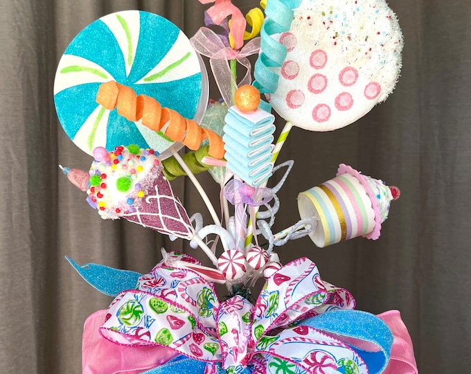Candy Tree Topper Pastel Candyland Lollipop Peppermint Candy Pink Blue