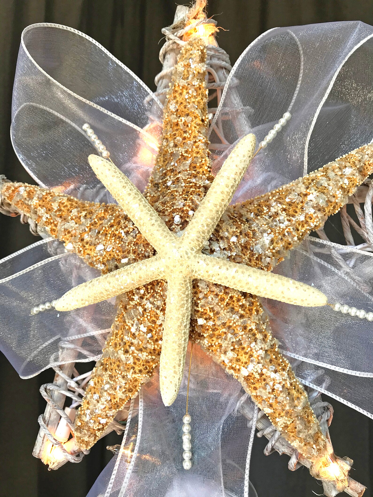 Starfish Tree Topper Lighted Christmas Tree Top Starfish tree Etsy