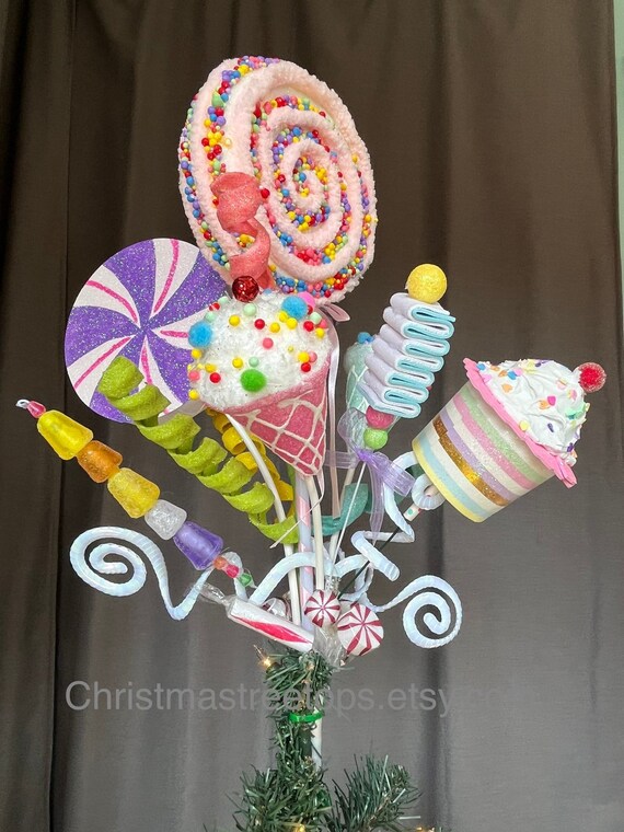 Candy Tree Topper Pastel Candyland Lollipop Peppermint Candy Etsy