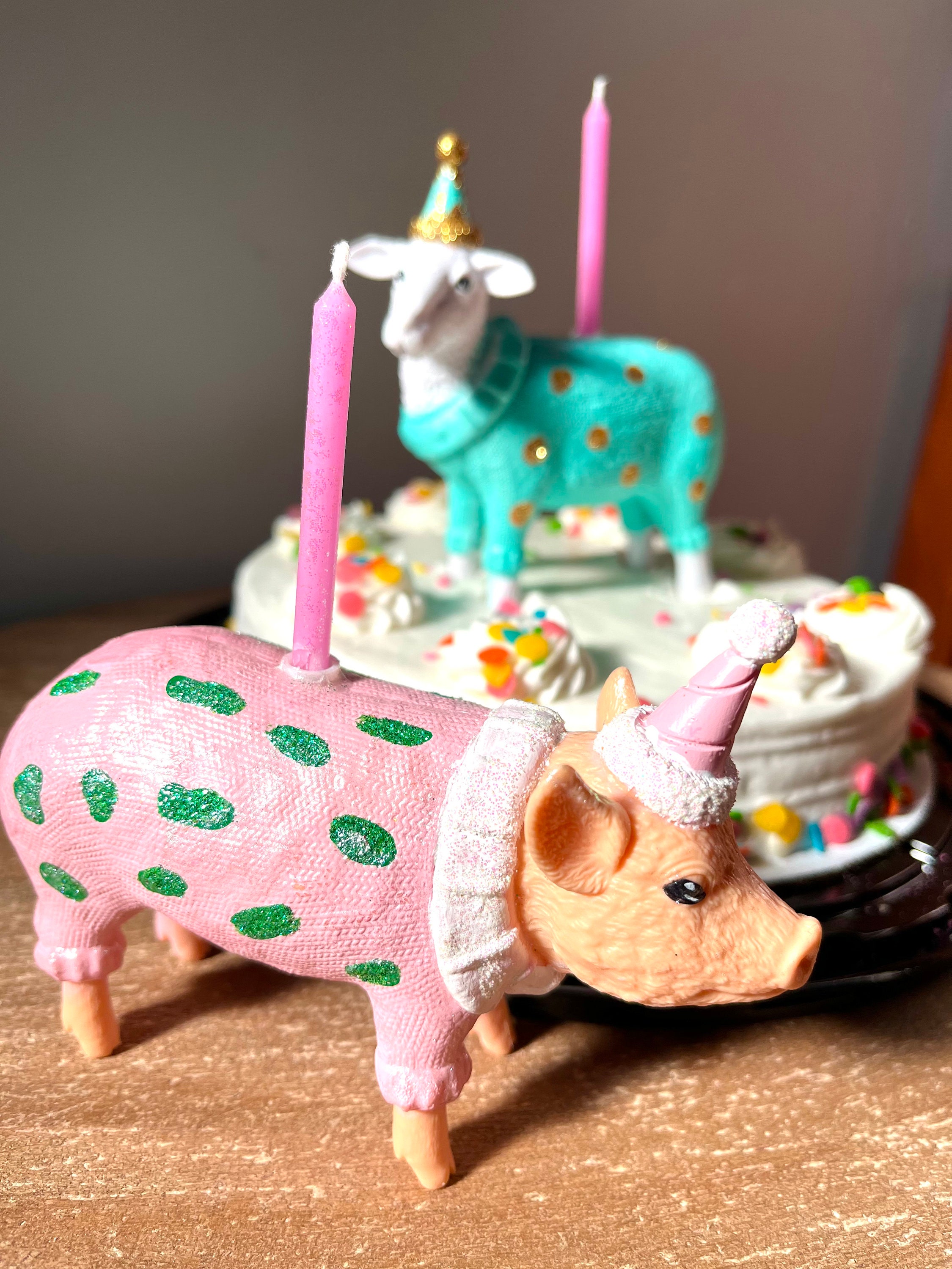 Pig Sheep Horse Birthday Candle Holder Fun Family Birthday Etsy