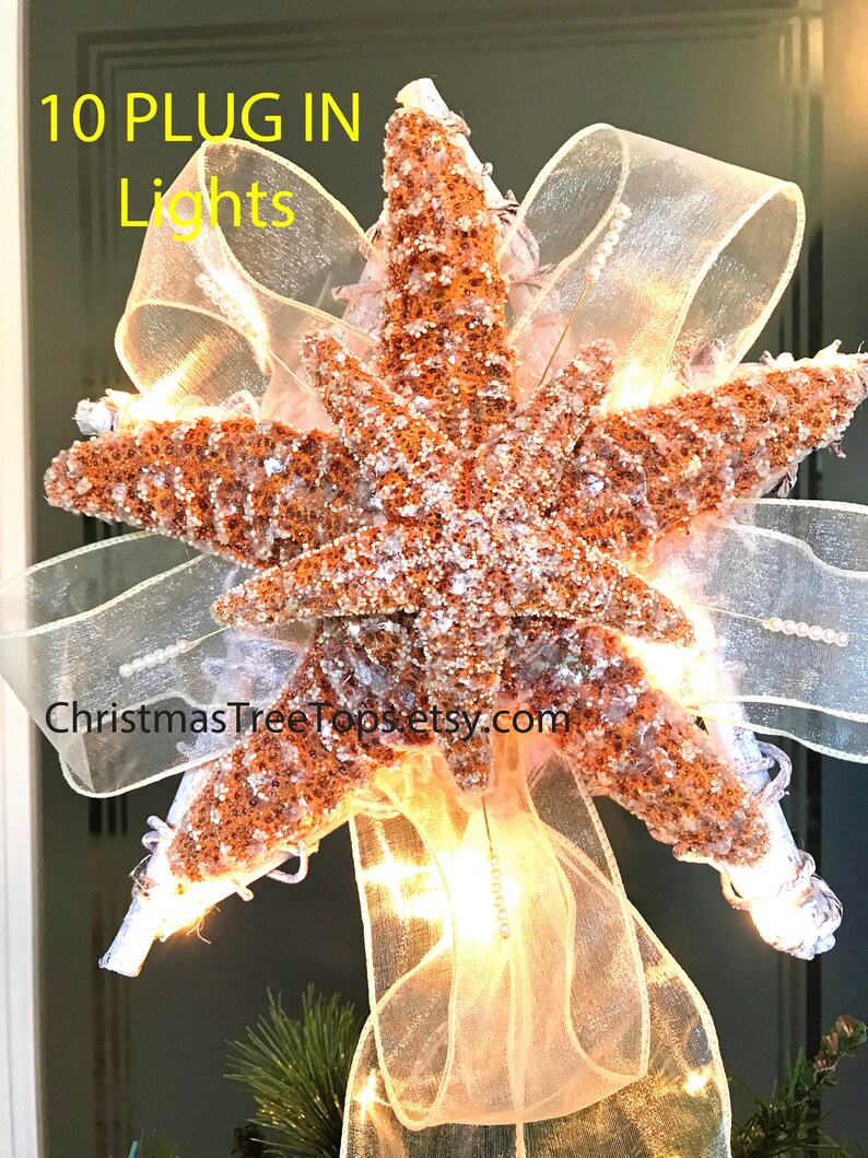 Starfish Tree Topper with Lights Lighted Starfish Christmas Etsy