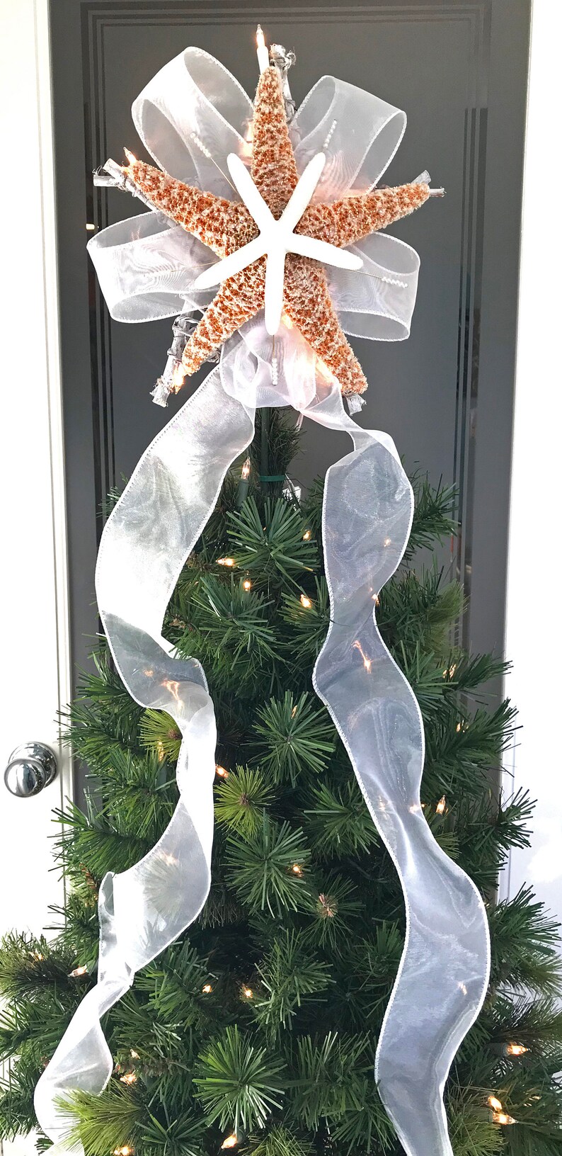 Starfish Tree Topper Lighted Christmas Tree Top Starfish tree Etsy