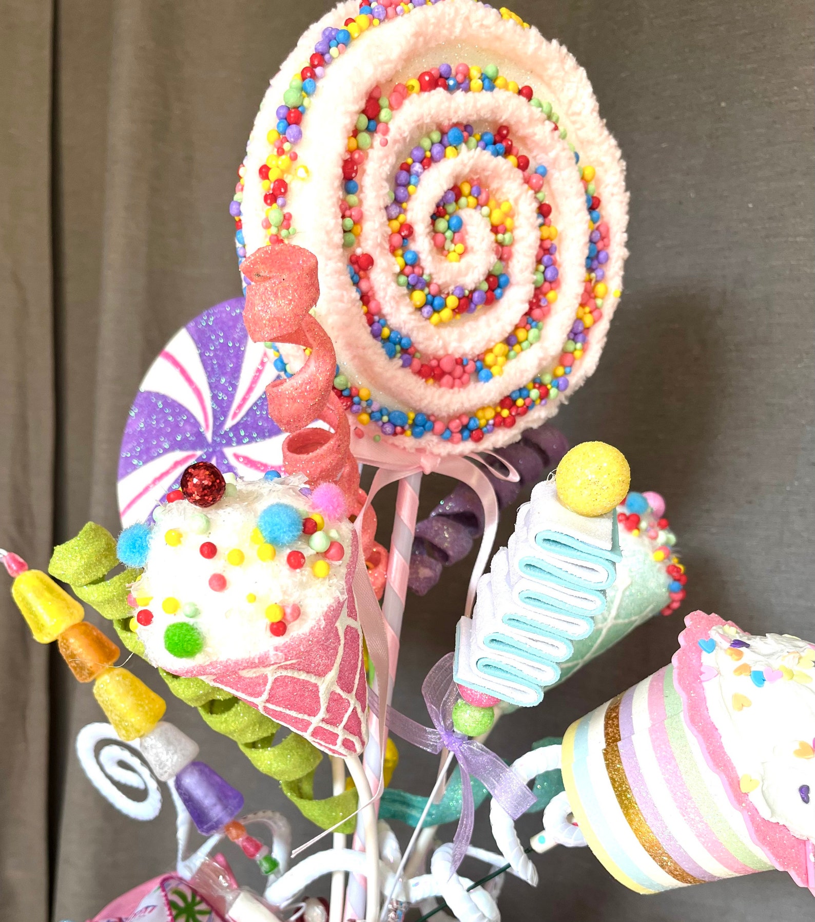 Candy Tree Topper Pastel Candyland Lollipop Peppermint Candy Etsy