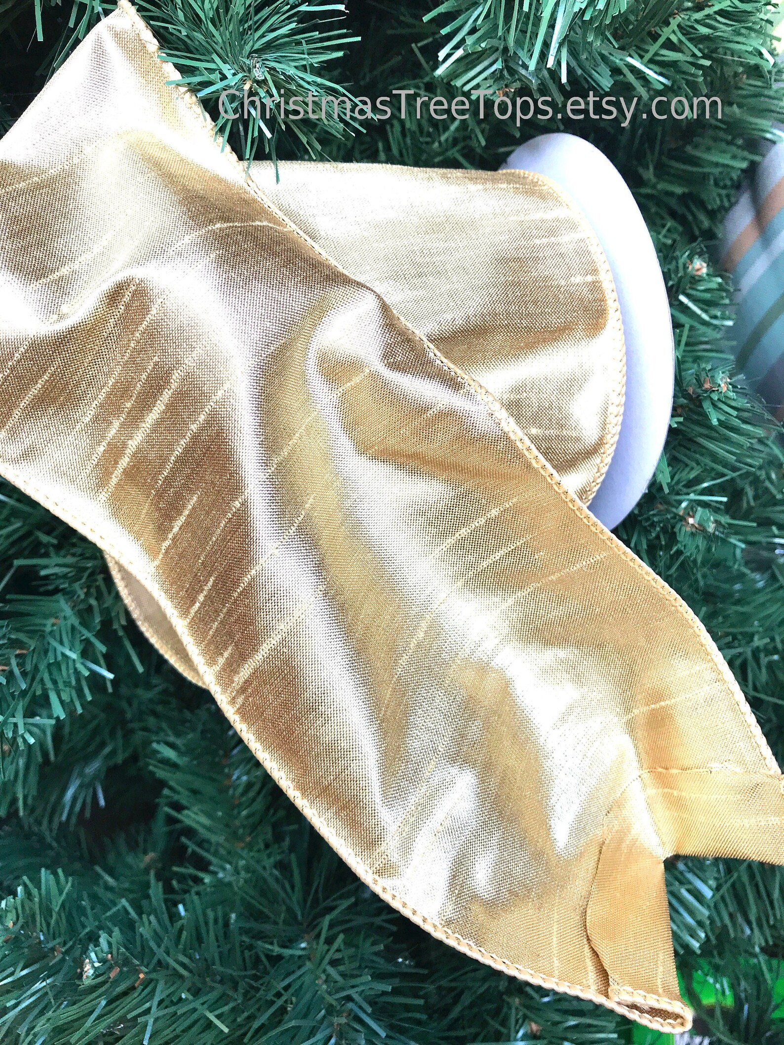 Gold Christmas Tree Ribbon Garland Dupioni Faux Silk Soft Gold Etsy