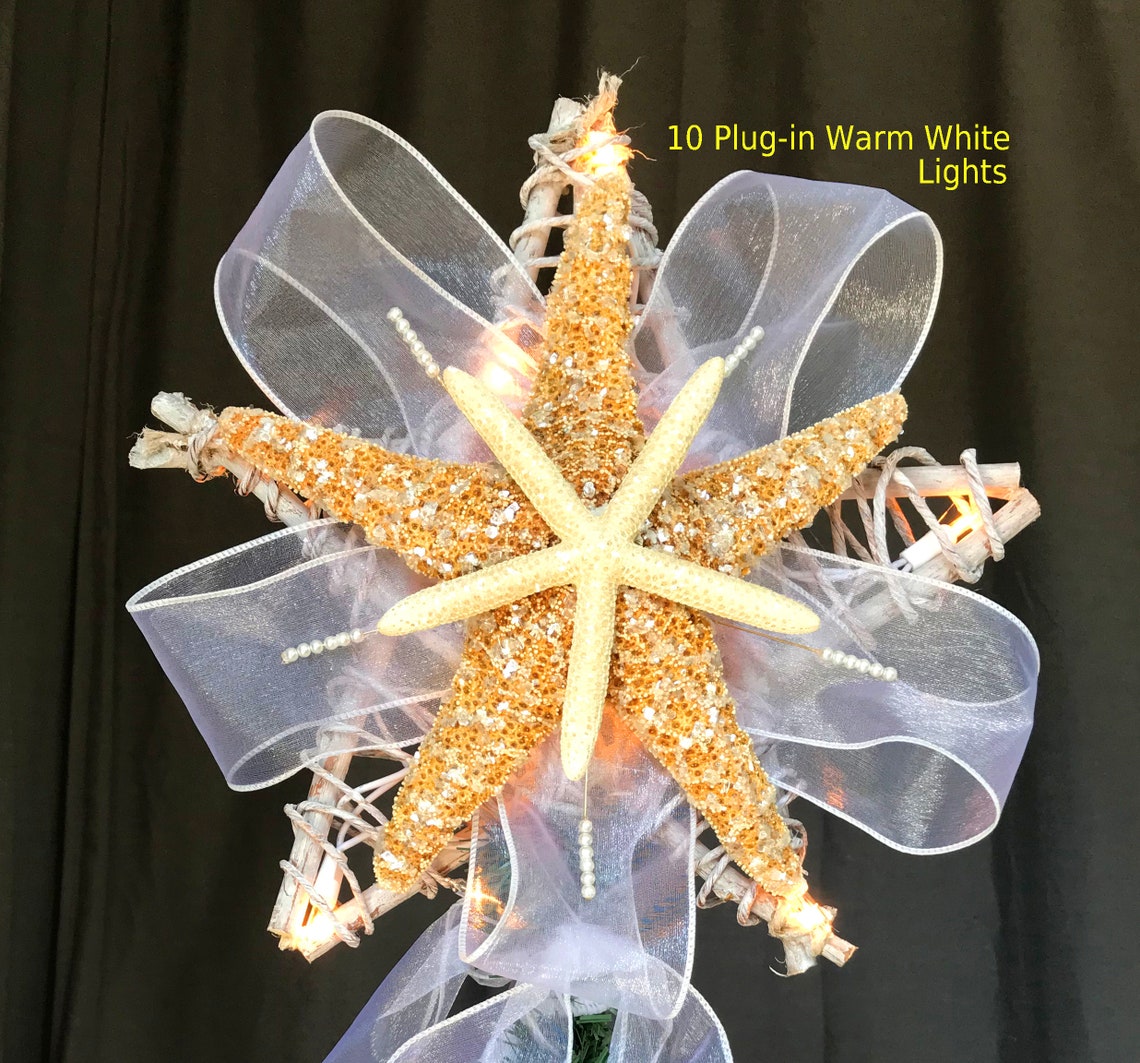 Starfish Tree Topper Lighted Christmas Tree Top Starfish tree Etsy