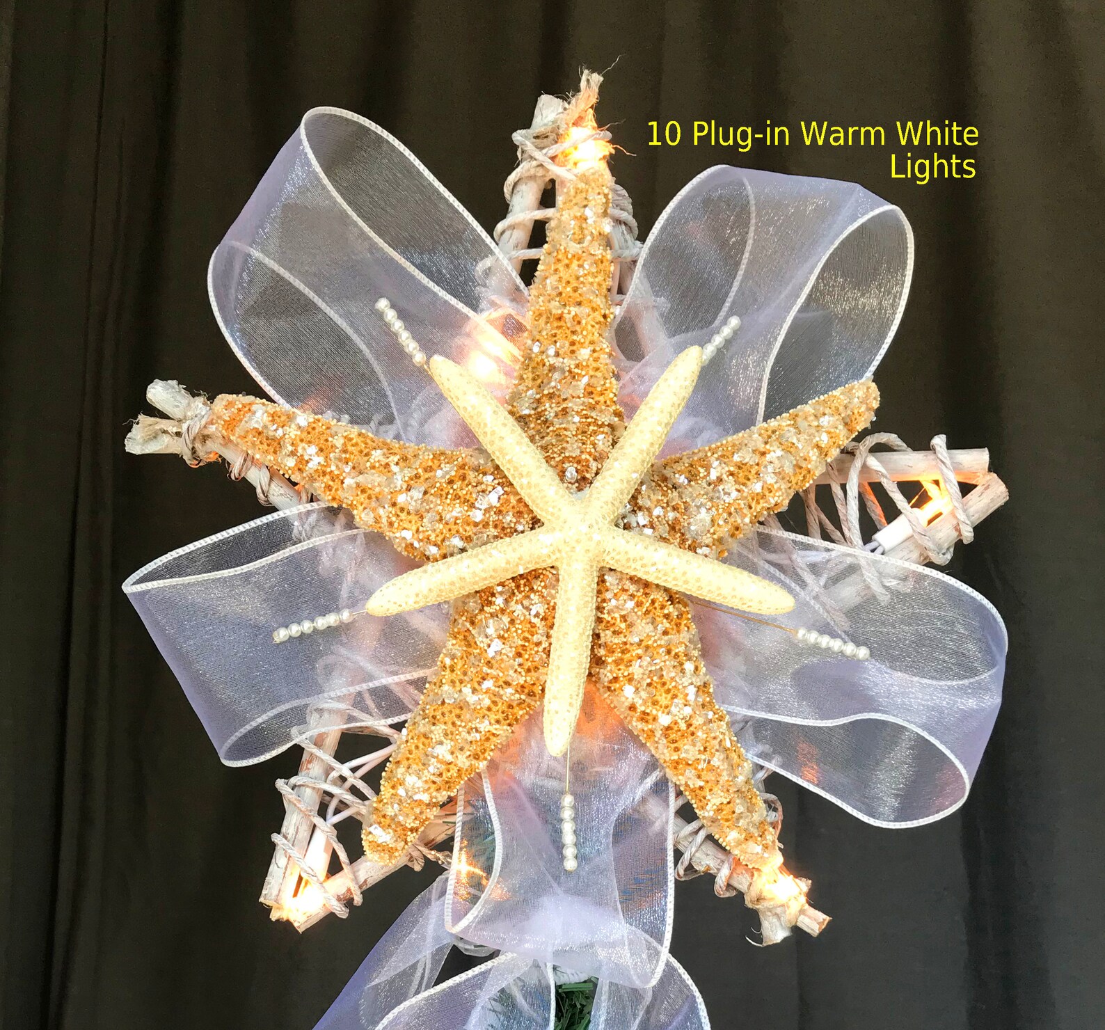 Starfish Tree Topper Lighted Christmas Tree Top Starfish tree Etsy