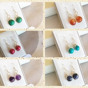 Silver wrapped Gemstones on Sterling Silver Earring Wires, 11 pairs available, most will match the &quot;Seasons&quot; necklaces