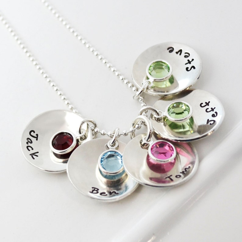 Mother of Five Grandmother Personalized Hand Stamped Necklace