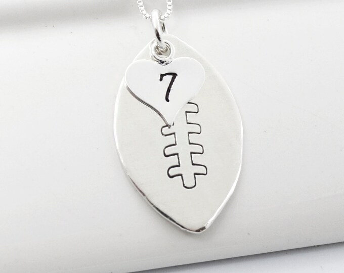 HandStamped Football Mom Necklace with Number Etsy