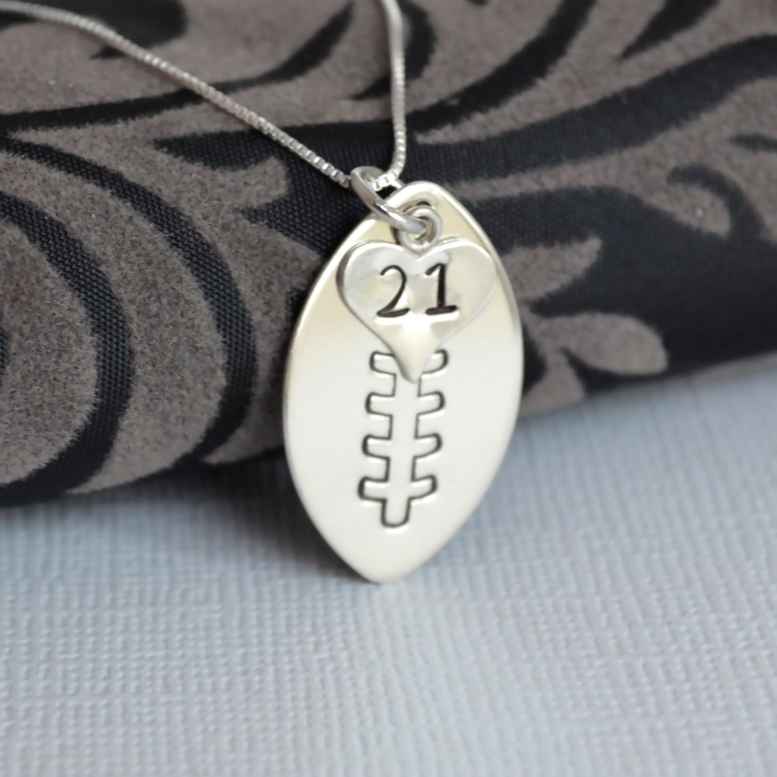 Handstamped Football Mom Necklace With Number Etsy