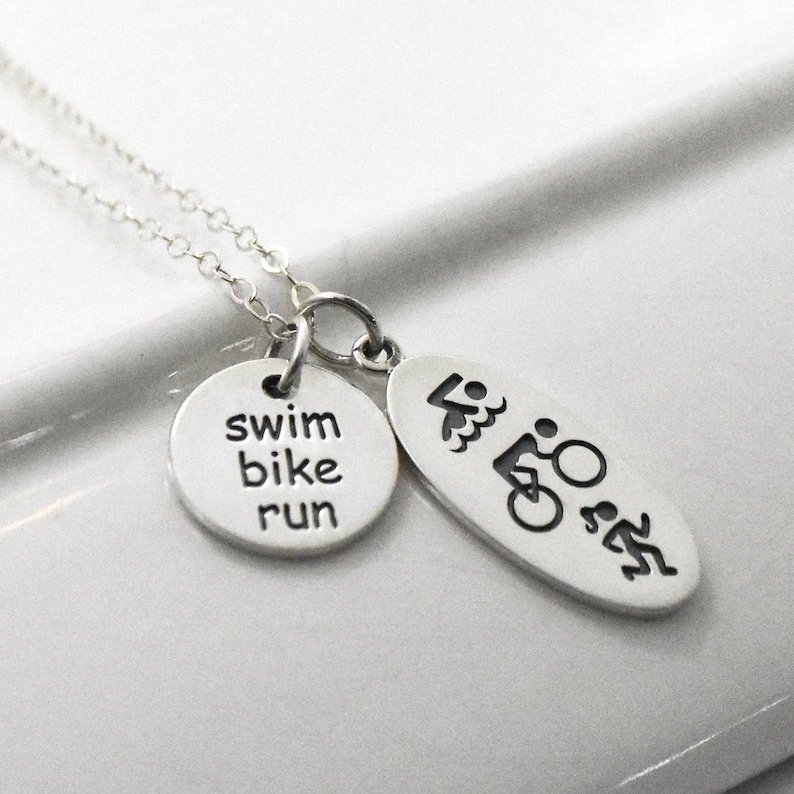 Triathlon Necklace Swim Bike Run Jewelry Sports Girl Etsy
