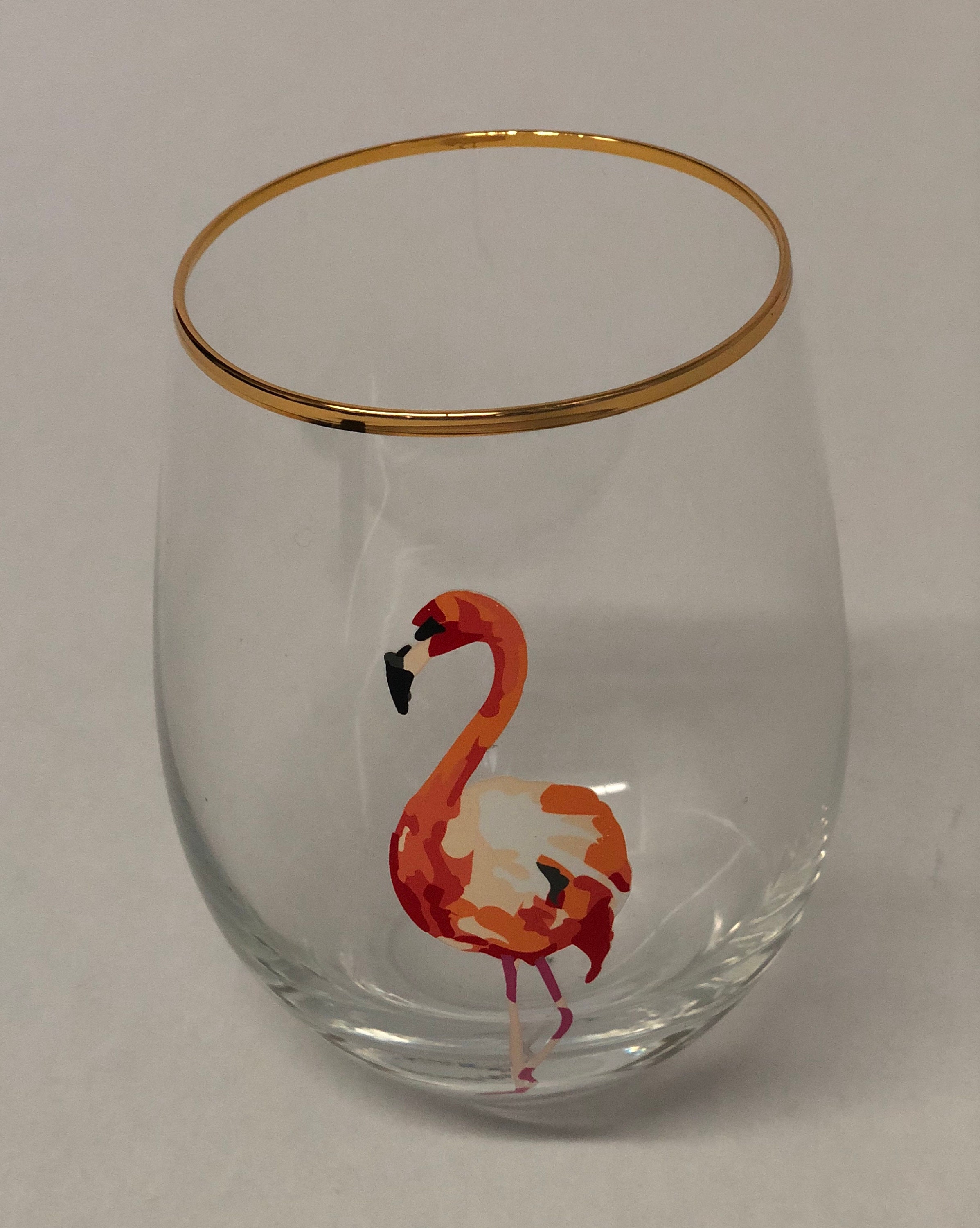 Flamingo drinking glasses with gold rim set of 6 | Etsy