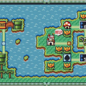 Patrón de punto de cruz de Super Mario Bros 3 World 4 Map. Archivos PDF. DESCARGA INSTANTÁNEA