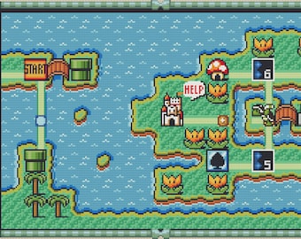 Patrón de punto de cruz de Super Mario Bros 3 World 4 Map. Archivos PDF. DESCARGA INSTANTÁNEA