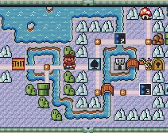 Patrón de punto de cruz de Super Mario Bros 3 World 6 Map. Archivos PDF. DESCARGA INSTANTÁNEA