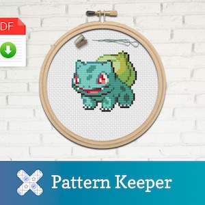 Bulbasaur Cross Stitch Pattern | Pattern Keeper PDF | Kawaii Embroidery Chart | Pokemon Gift | Digital Download | DIY Stitch Design image 1