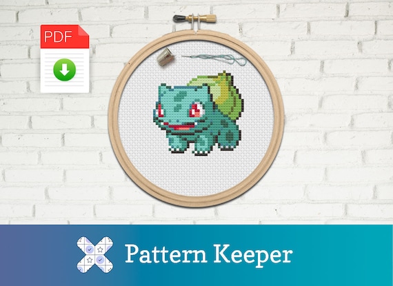 Bulbasaur Cross Stitch Pattern | Pattern Keeper PDF | Kawaii Embroidery Chart | Pokemon Gift | Digital Download | DIY Stitch Design