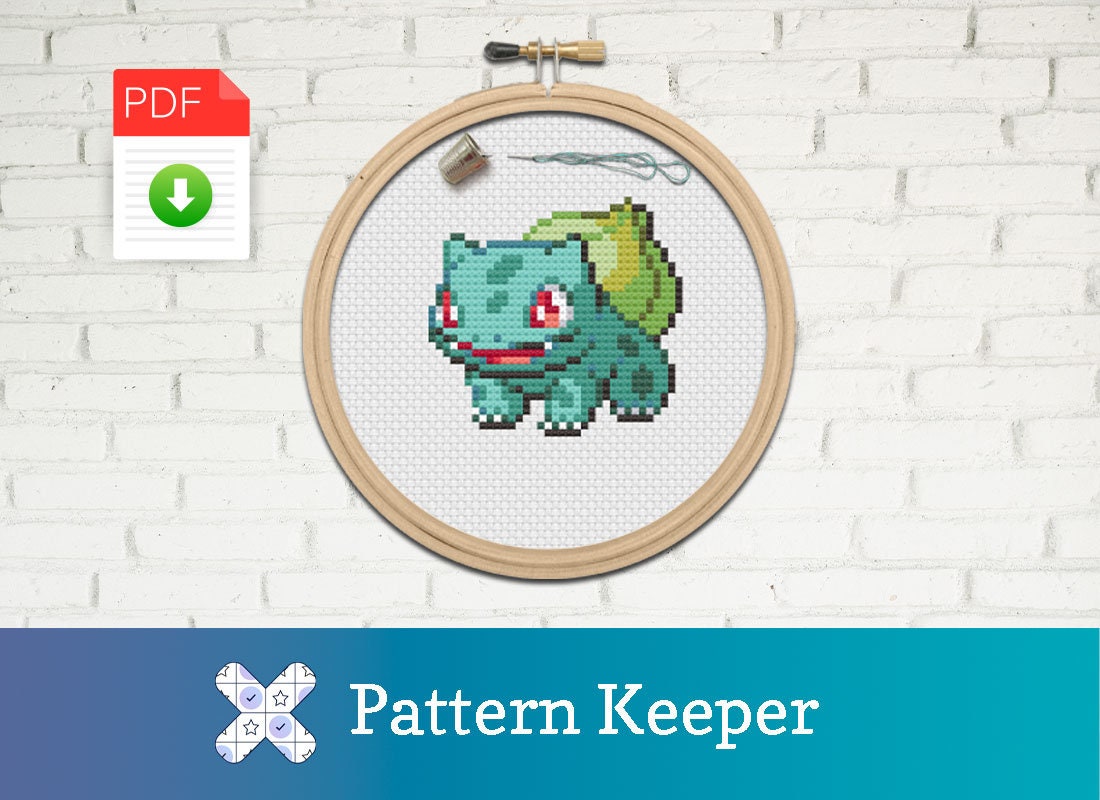 Pokemon Cross Stitch Cactus Bulbasaur #1 - funny kids embroidery