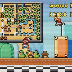 Super Mario Bros 3 World 1 Ending Cross Stitch Pattern. PDF Files. INSTANT DOWNLOAD