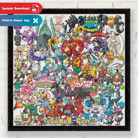 Pokémon Gen 7 Cross Stitch Pattern PDF | Instant Download