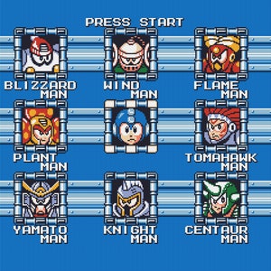 Mega Man 6 - Patrón de punto de cruz en pantalla de selección de escenario. Archivos PDF. DESCARGA INSTANTÁNEA