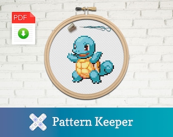 Squirtle Cross Stitch Pattern | Pattern Keeper PDF | Easy Embroidery Chart | Kawaii Gamer Gift | Digital Download | DIY Stitch