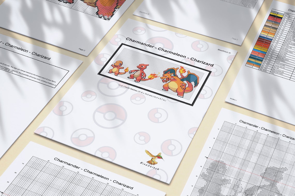 Charizard Graph Pattern Charmander Charmeleon Charizard Cross Stitch | Pixel Gamer Chart ...